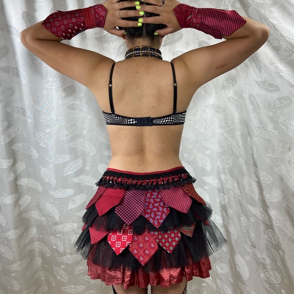 Xanadu Designs, One of a kind, Handmade, Upcycle’d Men’s Tie, Sexy Bustle Skirt.
